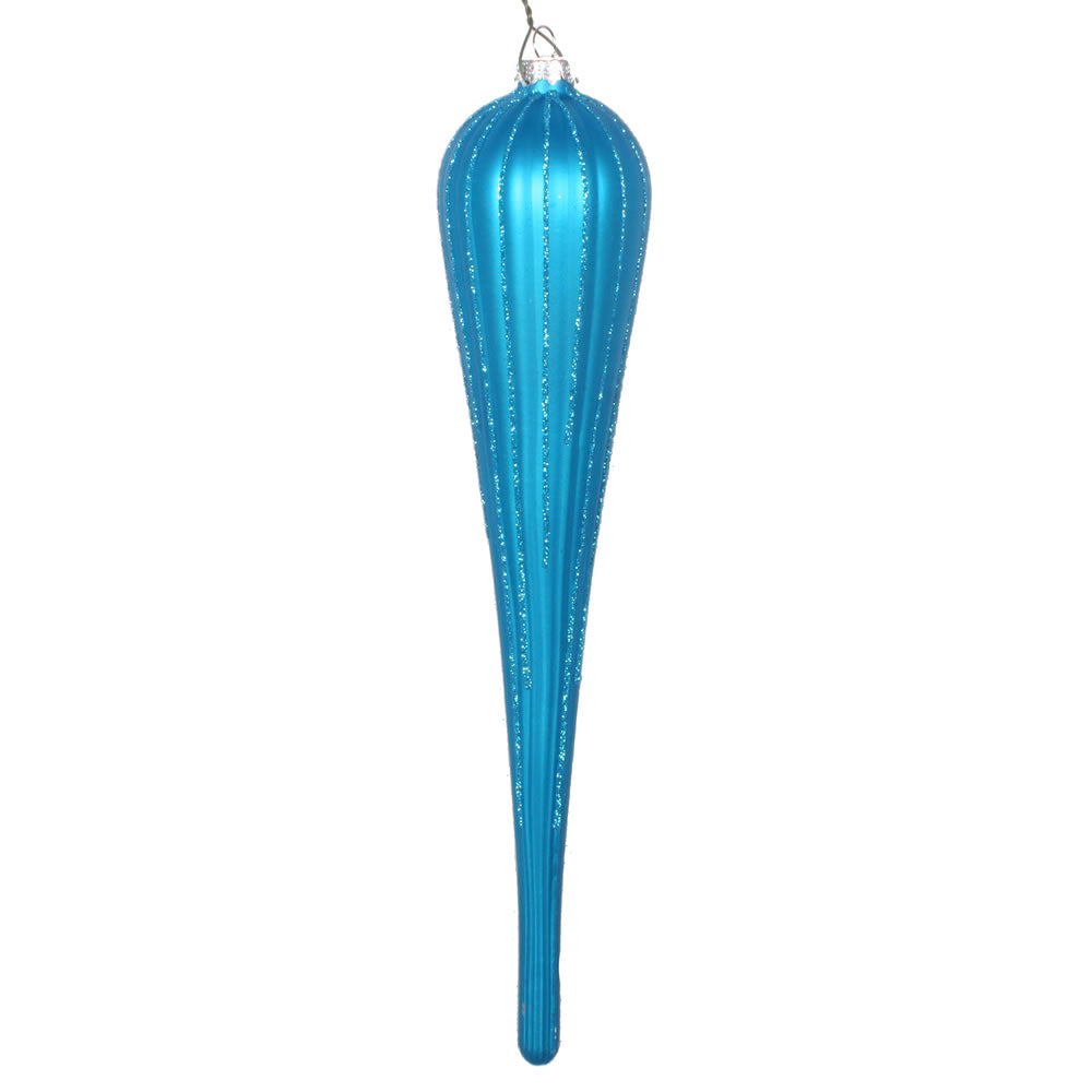 Vickerman 11” Turquoise Glitter Drop Ornament 3/Bg - MT195012D