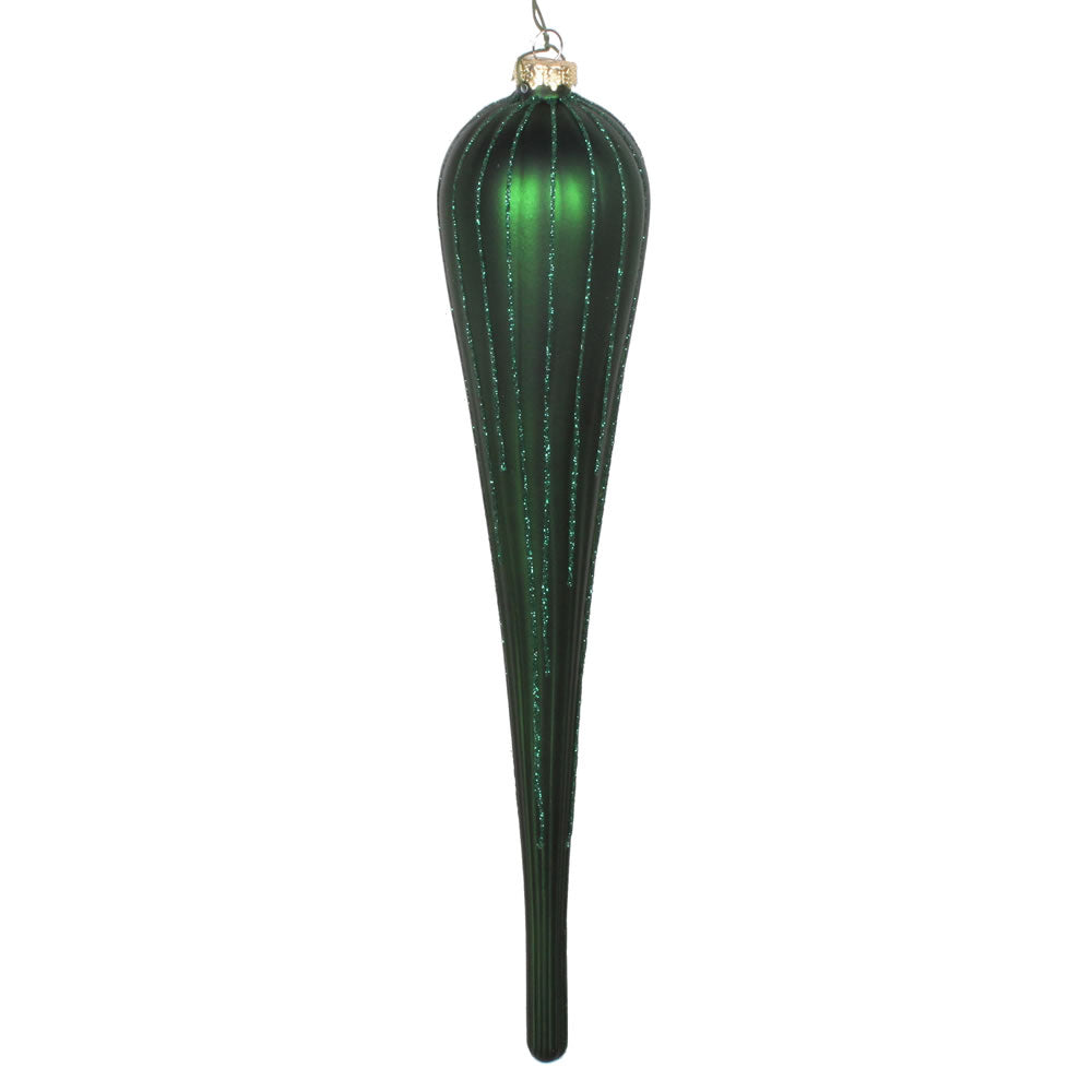 Vickerman 11” Emerald Glitter Drop Ornament 3/Bag - MT195024D