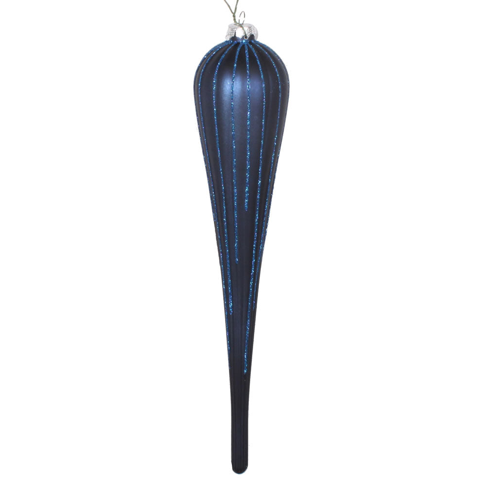 Vickerman 11” Midnight Blue Glitter Drop Orn 3/Bag - MT195031D