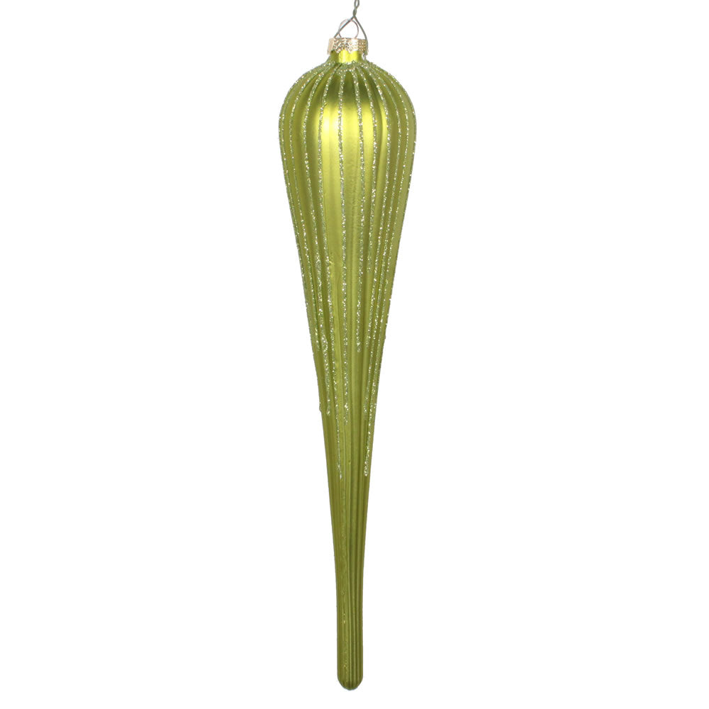 Vickerman 11” Lime Glitter Drop Ornament 3/Bag - MT195073D