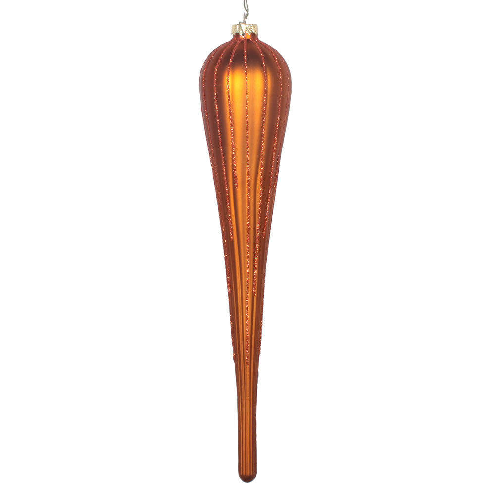 Vickerman 11” Copper Glitter Drop Ornament 3/Bag - MT195088D