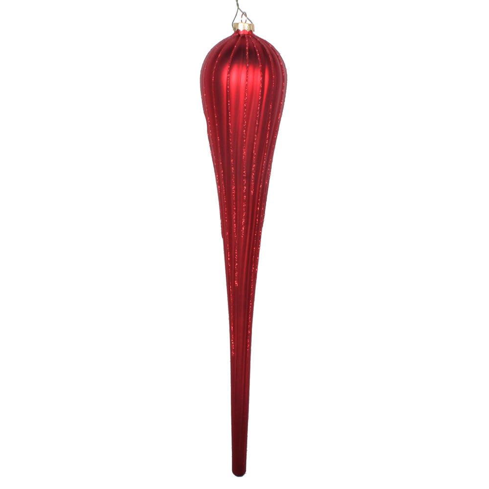 Vickerman 15.75” Red Glitter Drop Ornament 2/Bag - MT195103D