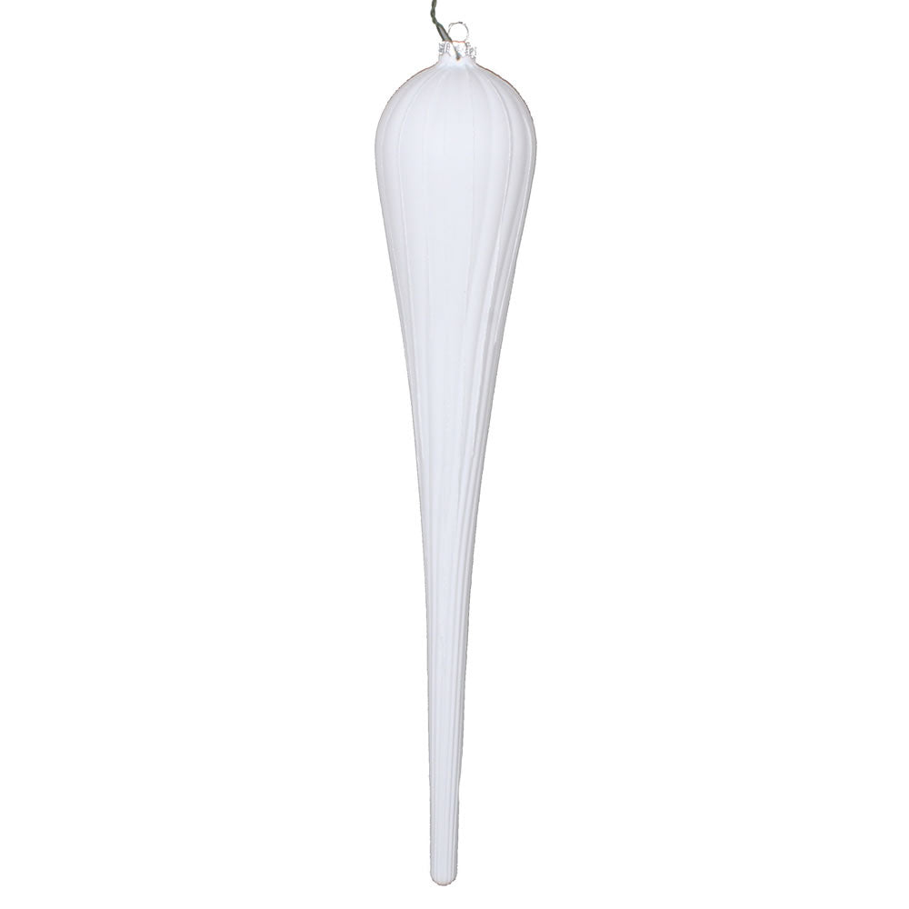 Vickerman 15.75” White Glitter Drop Ornament 2/Bag - MT195111D