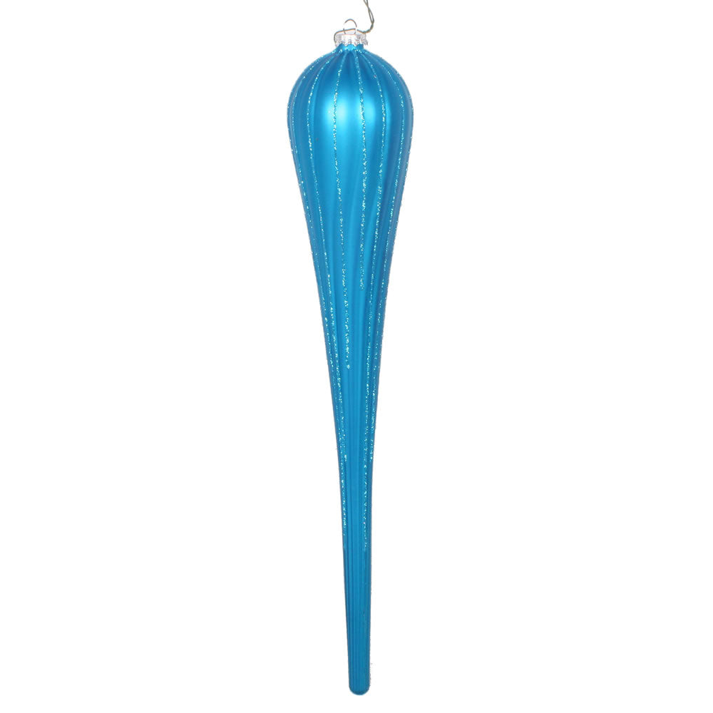 Vickerman 15.75” Turquoise Glitter Drop Orn 2/Bag - MT195112D