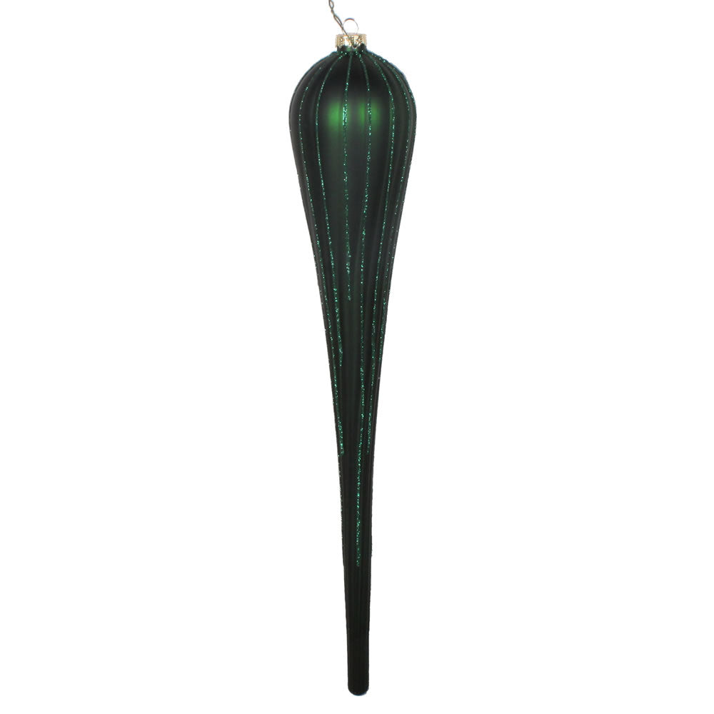 Vickerman 15.75” Emerald Glitter Drop Ornamnt 2/Bg - MT195124D