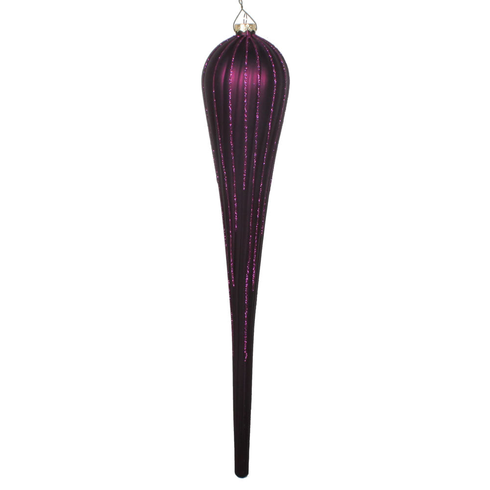 Vickerman 15.75” Plum Glitter Drop Ornament 2/Bag - MT195126D
