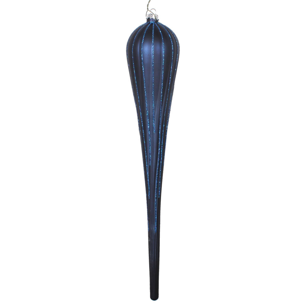 Vickerman 15.75” Midnight Blue Glitt Drop Orn 2/Bg - MT195131D
