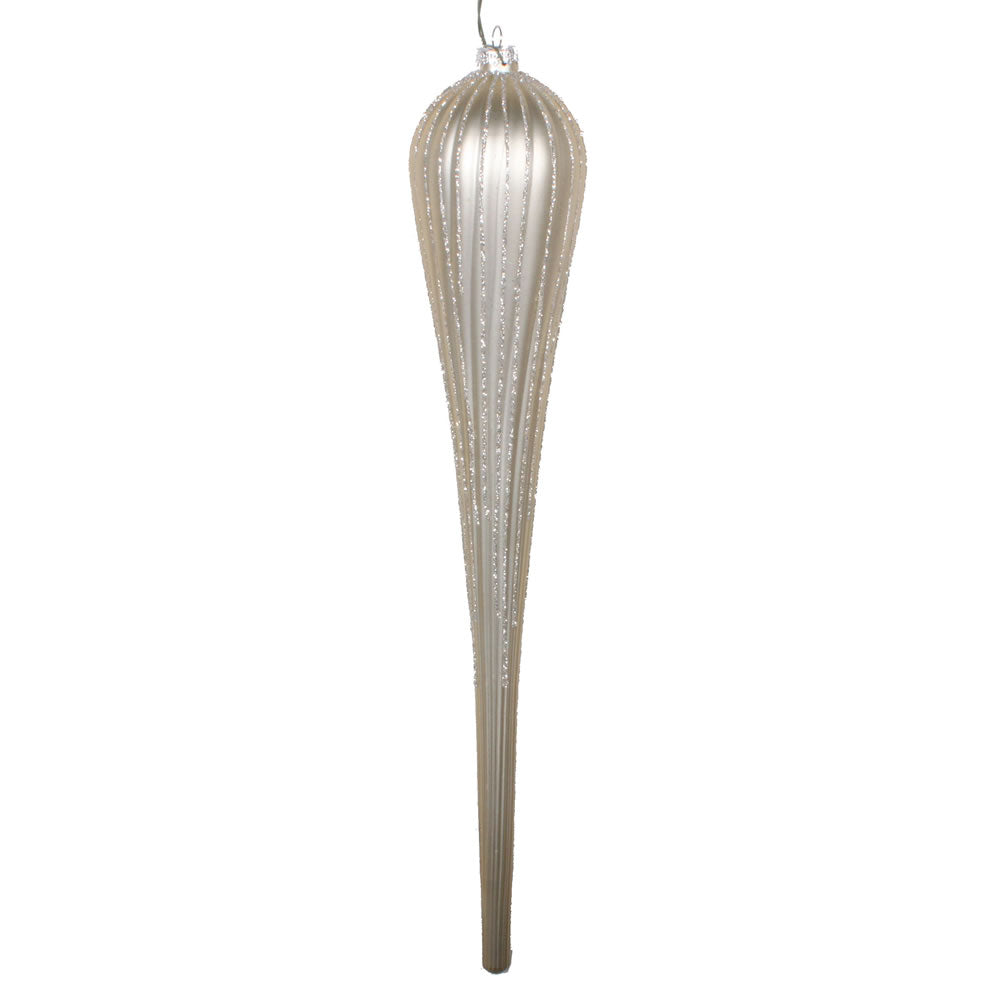 Vickerman 15.75” Champagne Glitter Drop Orn 2/Bag - MT195138D