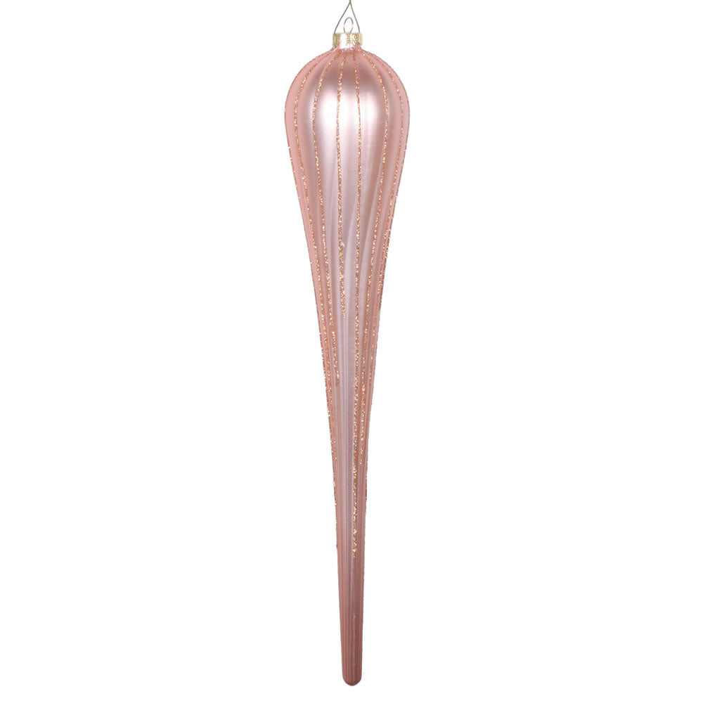 Vickerman 15.75” Rose Gold Glitter Drop Orn 2/Bag - MT195158D