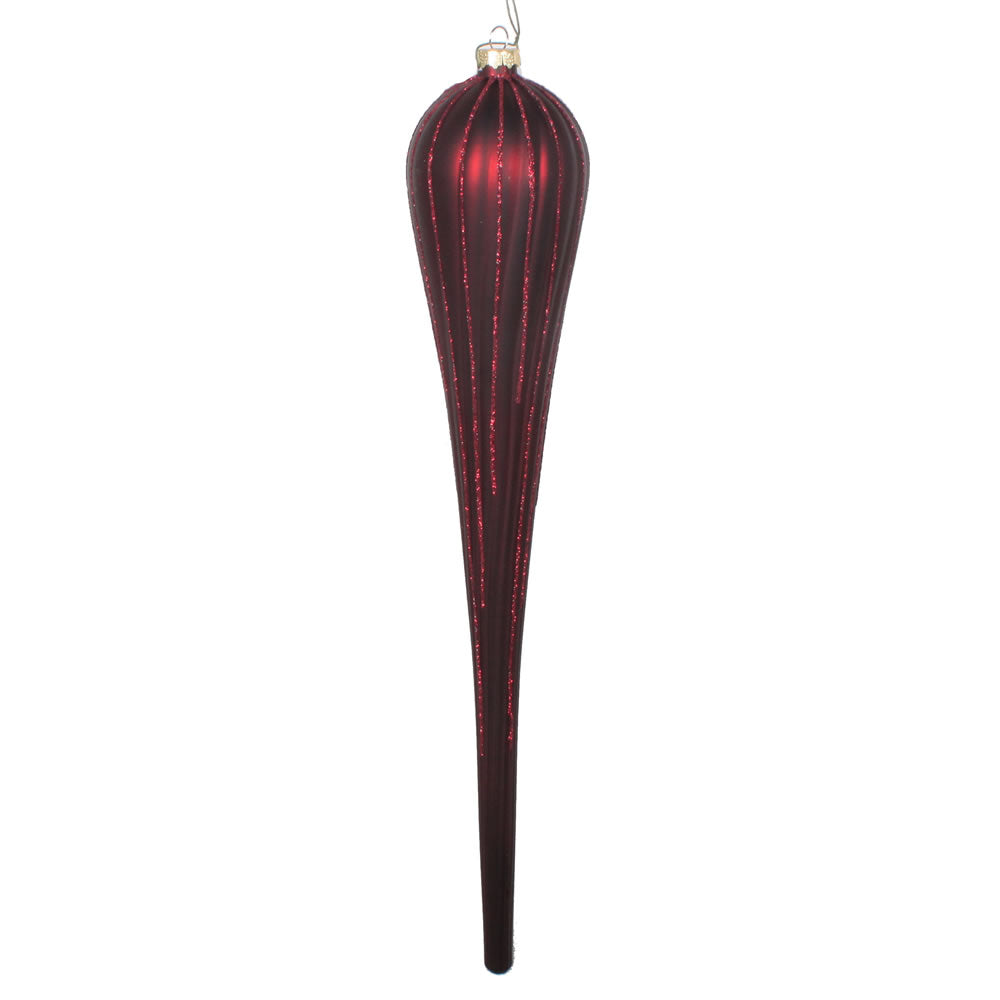 Vickerman 15.75” Burgundy Glitter Drop Orn 2/Bag - MT195165D