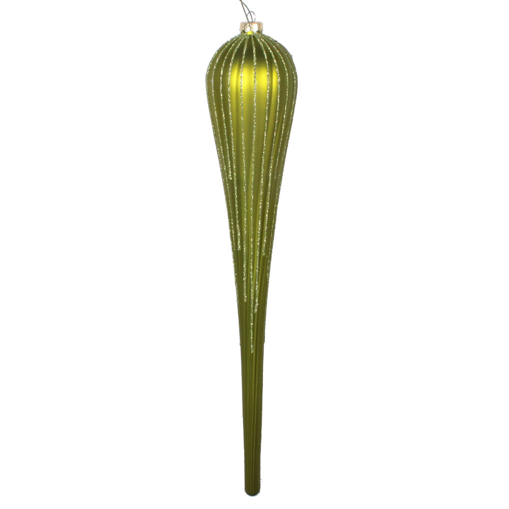 Vickerman 15.75” Lime Glitter Drop Ornament 2/Bag - MT195173D
