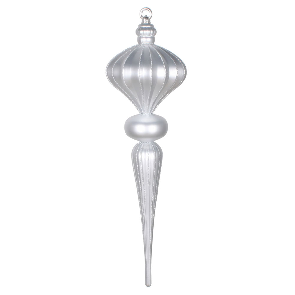 Vickerman 21” Silver Matte Glitt Diamnd Finial Orn - MT195307