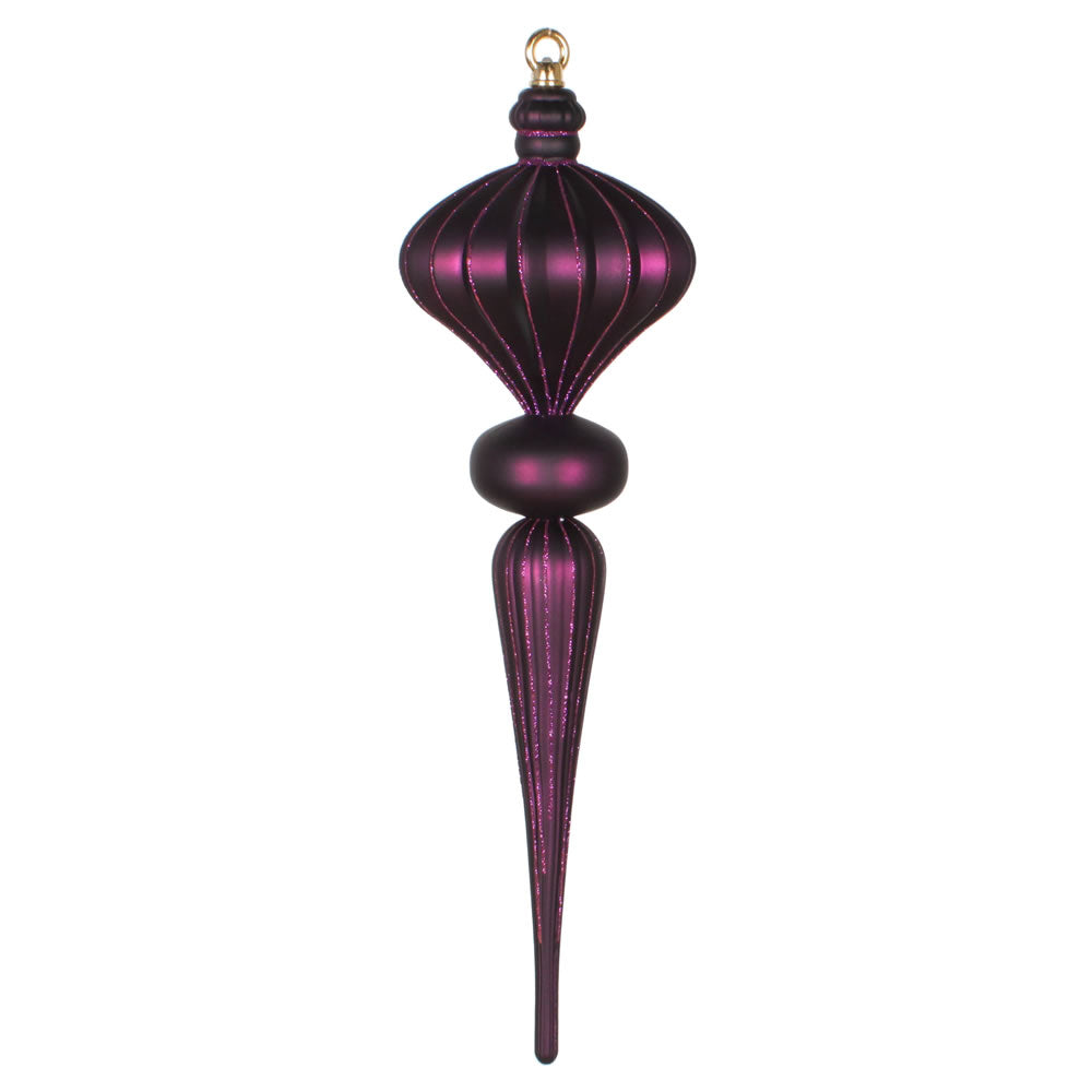 Vickerman 21” Plum Matte Glitter Diamnd Finial Orn - MT195326