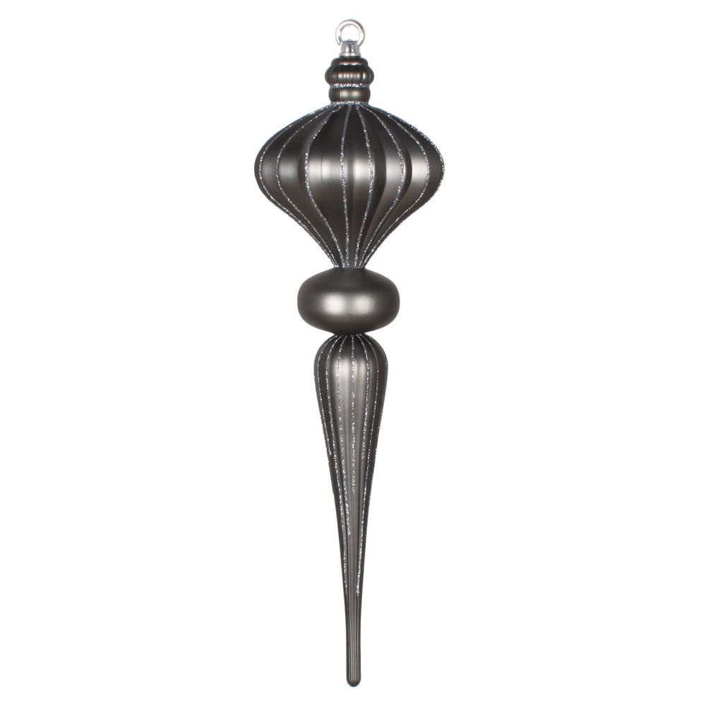 Vickerman 21” Pewter Matte Glitt Diamnd Finial Orn - MT195387
