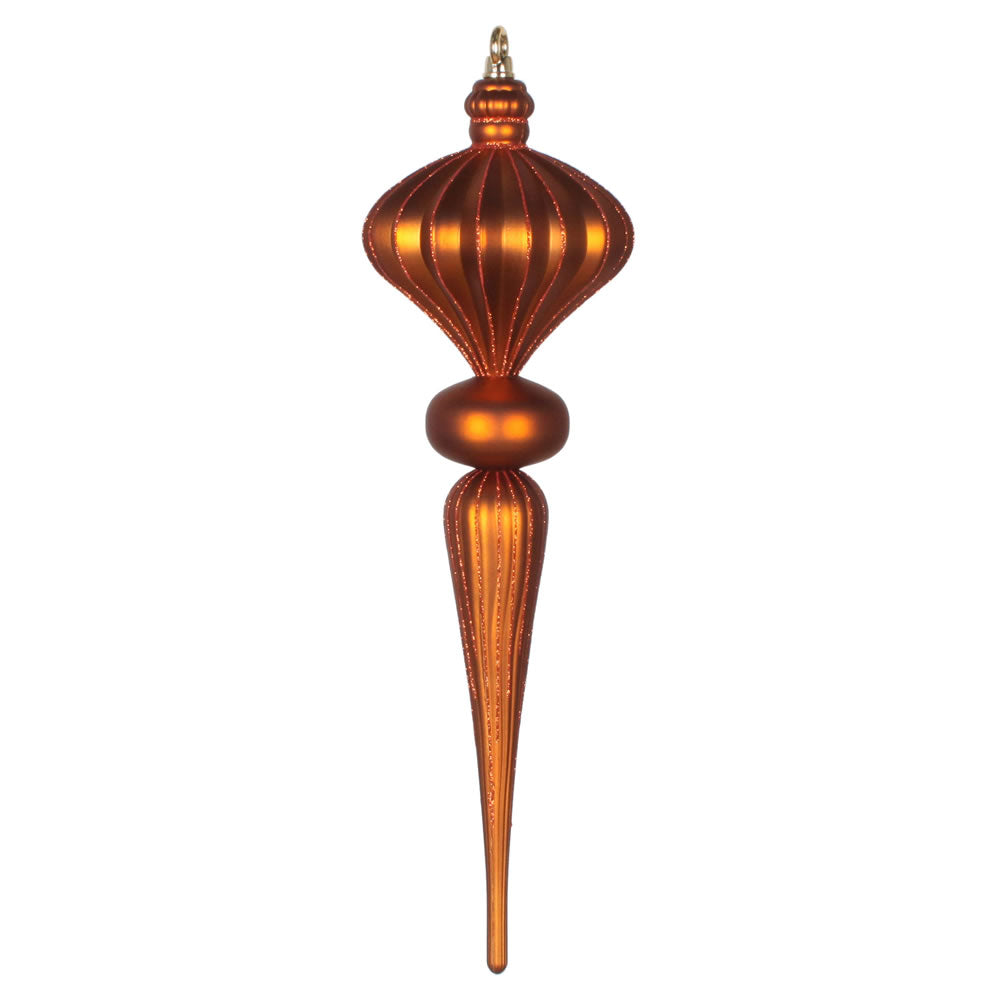 Vickerman 21” Copper Matte Glitt Diamnd Finial Orn - MT195388