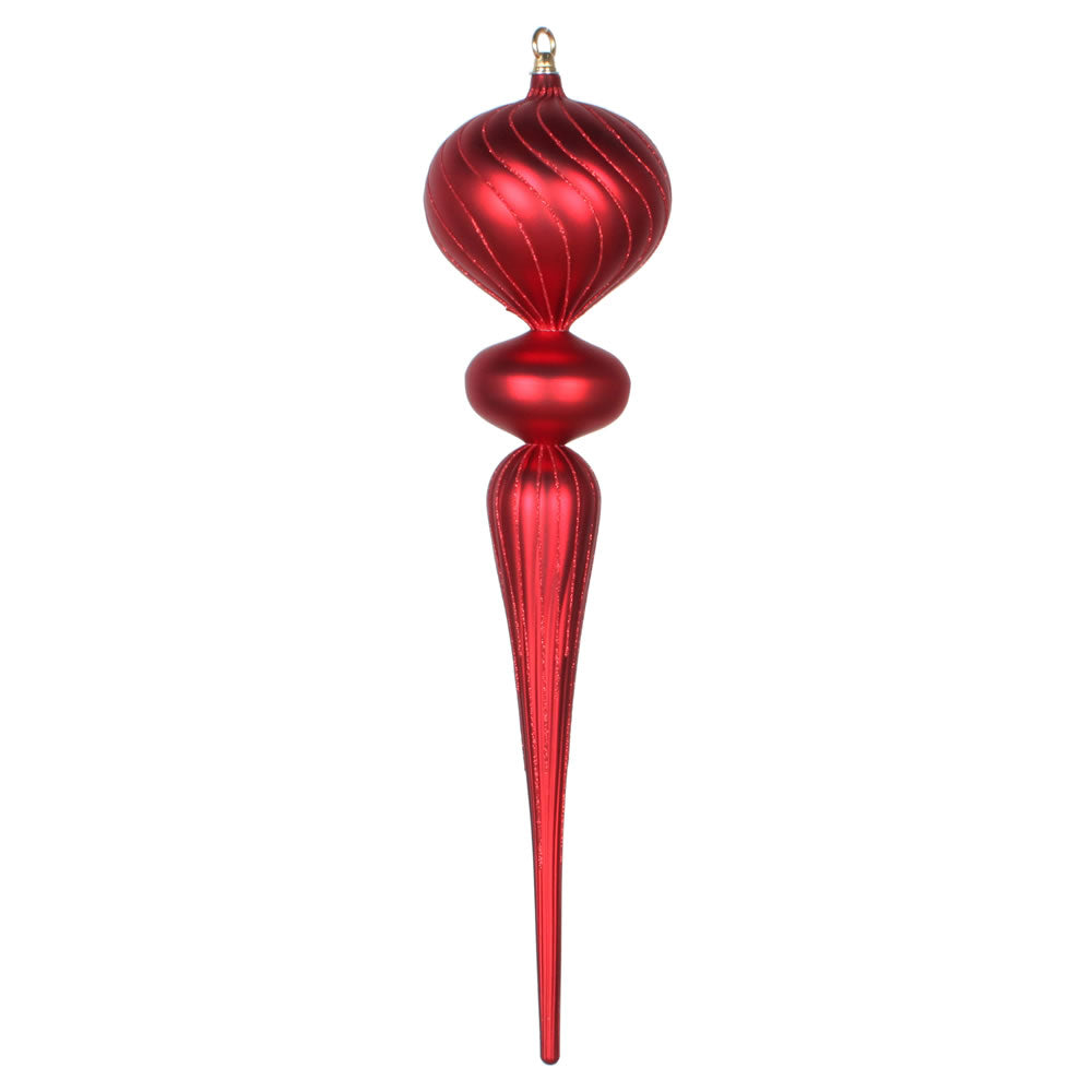 Vickerman 25” Red Matte Glitter Finial Ornament - MT195403