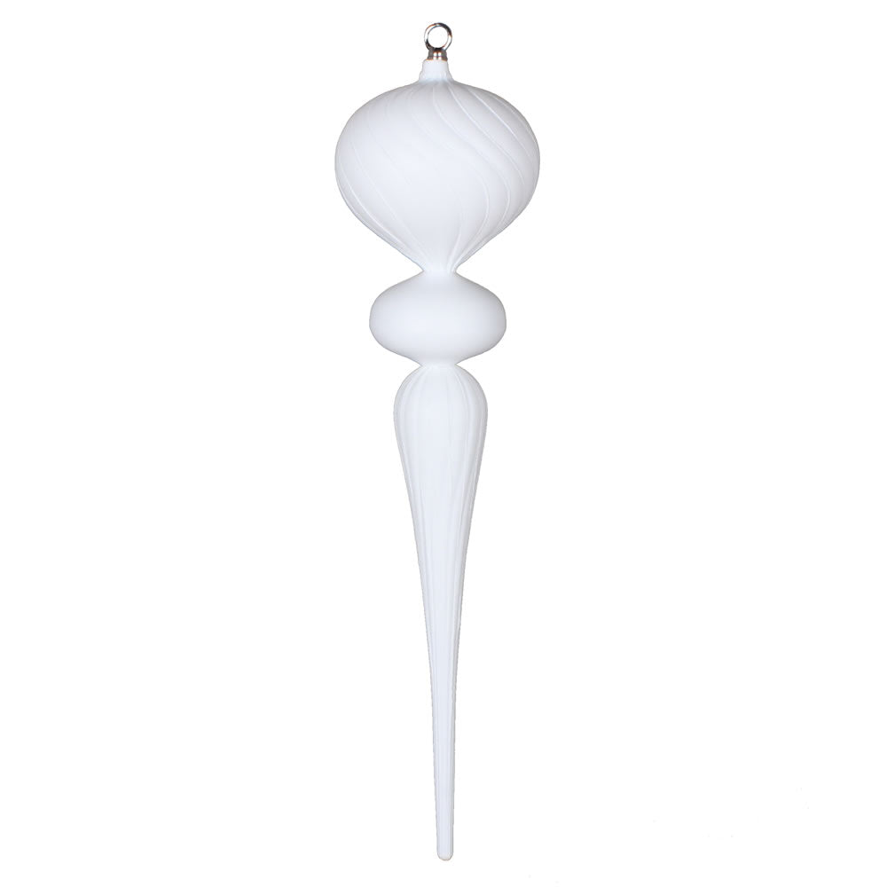 Vickerman 25” White Matte Glitter Finial Ornament - MT195411