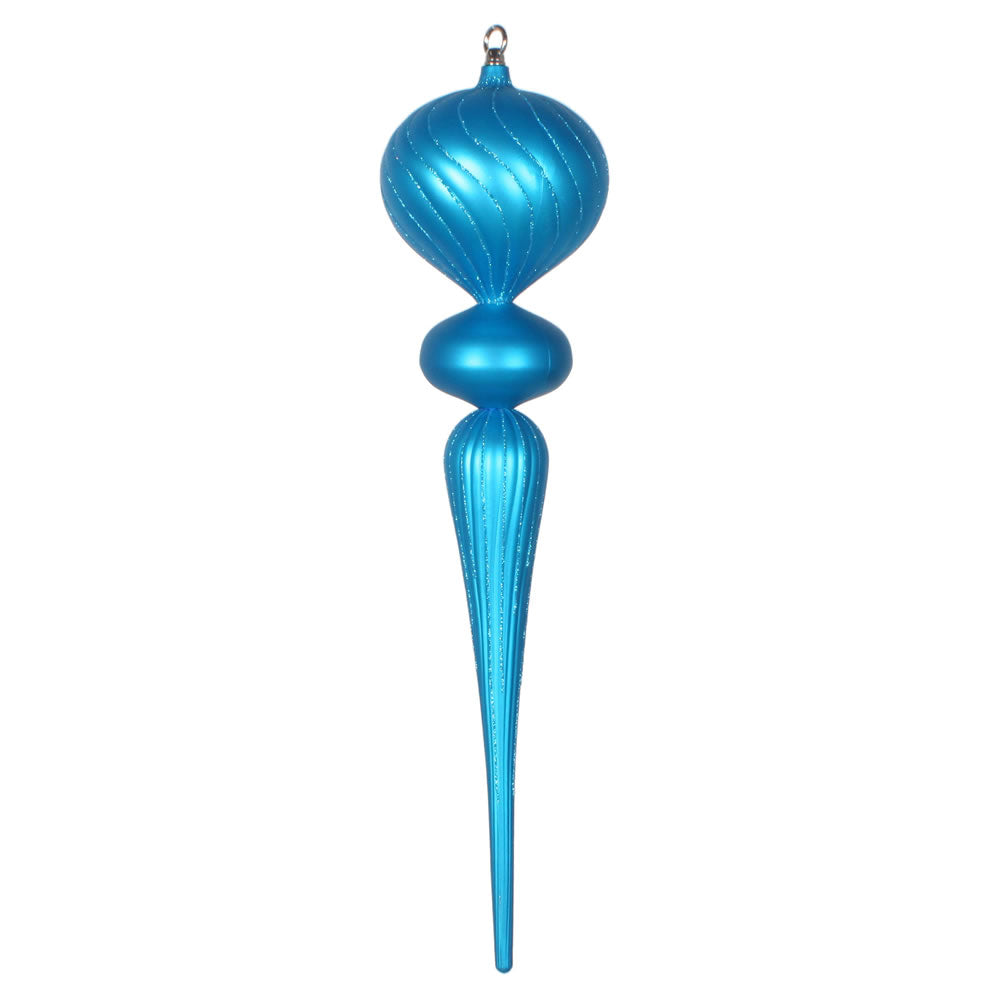 Vickerman 25” Turquoise Matte Glitter Finial Orn - MT195412