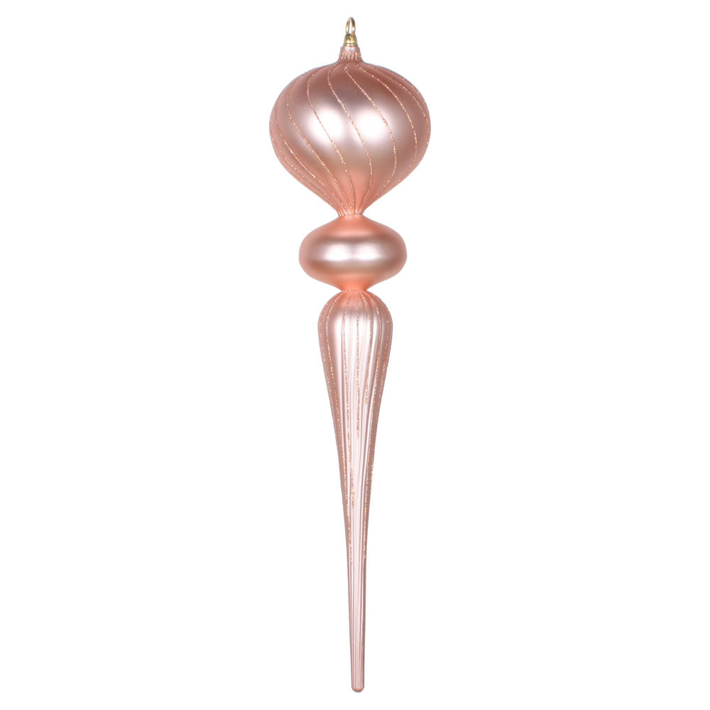 Vickerman 25” Rose Gold Matte Glitter Finial Orn - MT195458