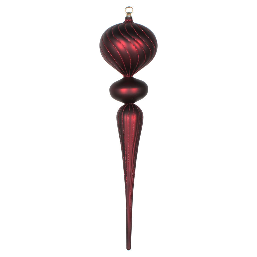 Vickerman 25” Burgundy Matte Glitter Finial Orn - MT195465