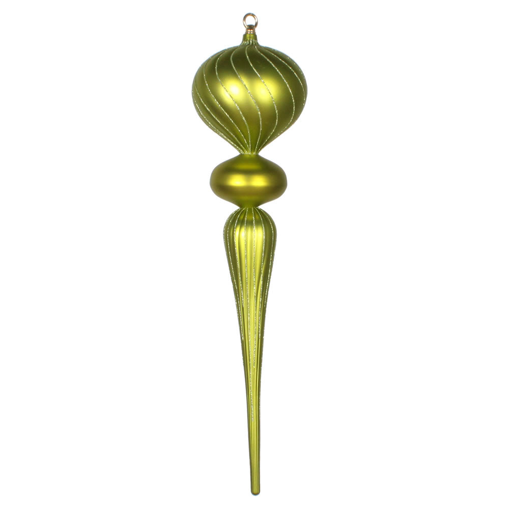Vickerman 25” Lime Matte Glitter Finial Ornament - MT195473