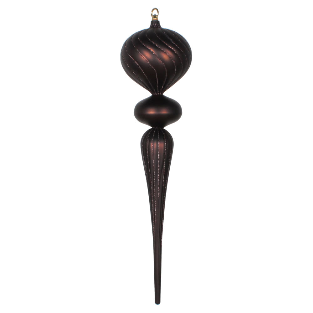 Vickerman 25” Chocolate Matte Glitter Finial Orn - MT195475