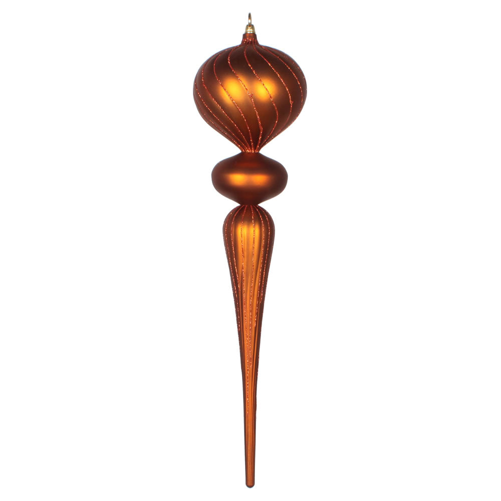 Vickerman 25” Copper Matte Glitter Finial Ornament - MT195488