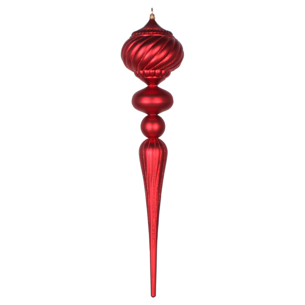 Vickerman 27” Red Matte Glitter Onion Finial Orn - MT195503