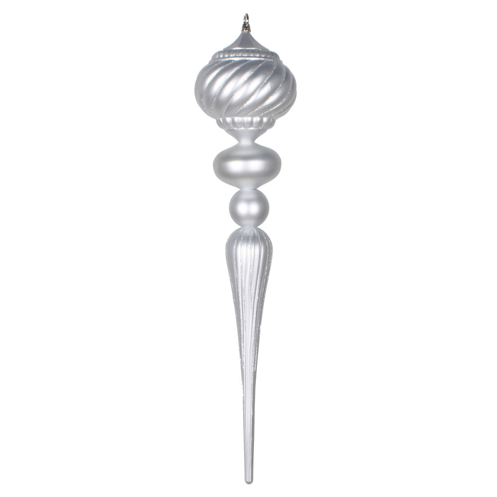 Vickerman 27” Silver Matte Glitt Onion Finial Orn - MT195507