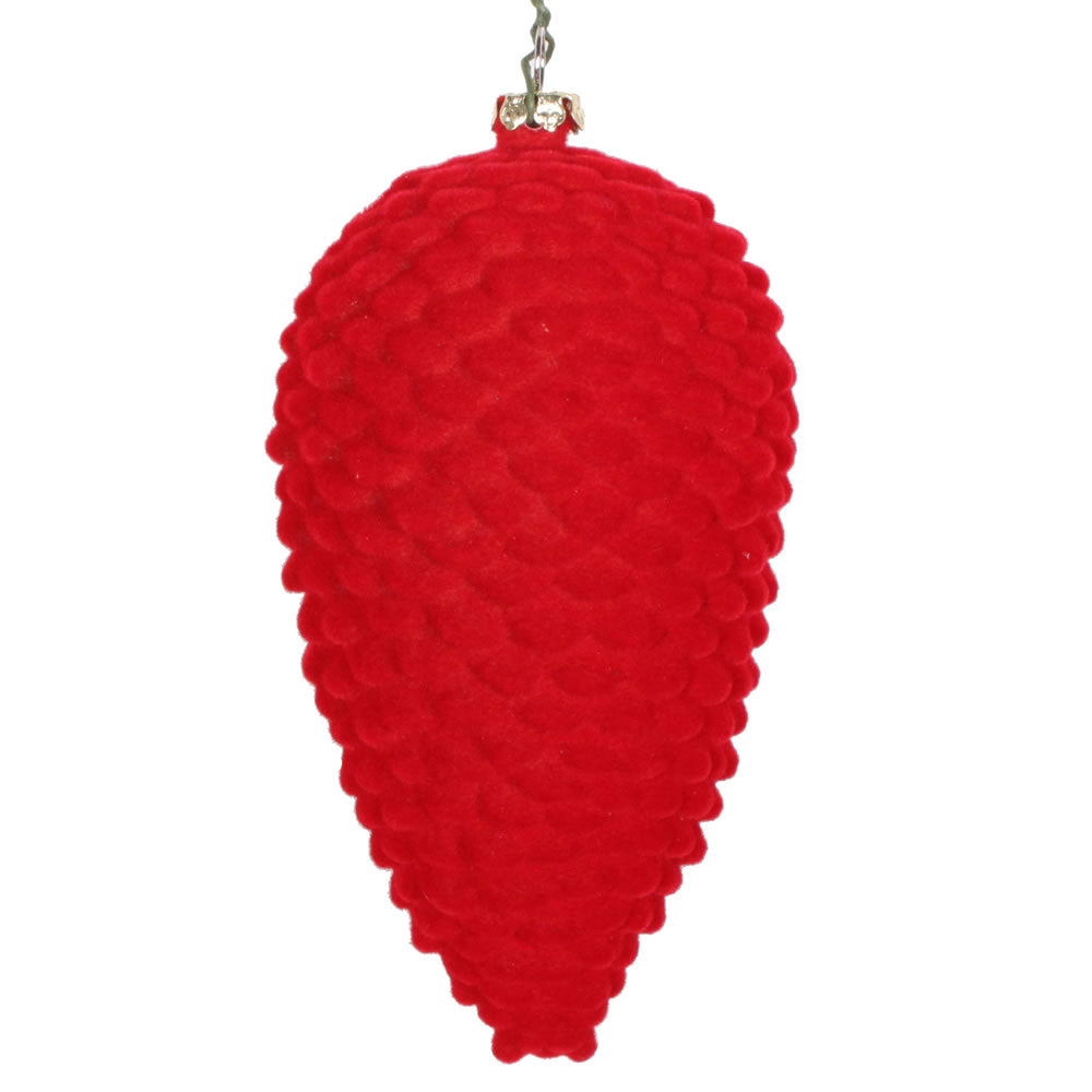 Vickerman 5” Red Flocked Pinecone Ornament 4/Bag - MT195603D