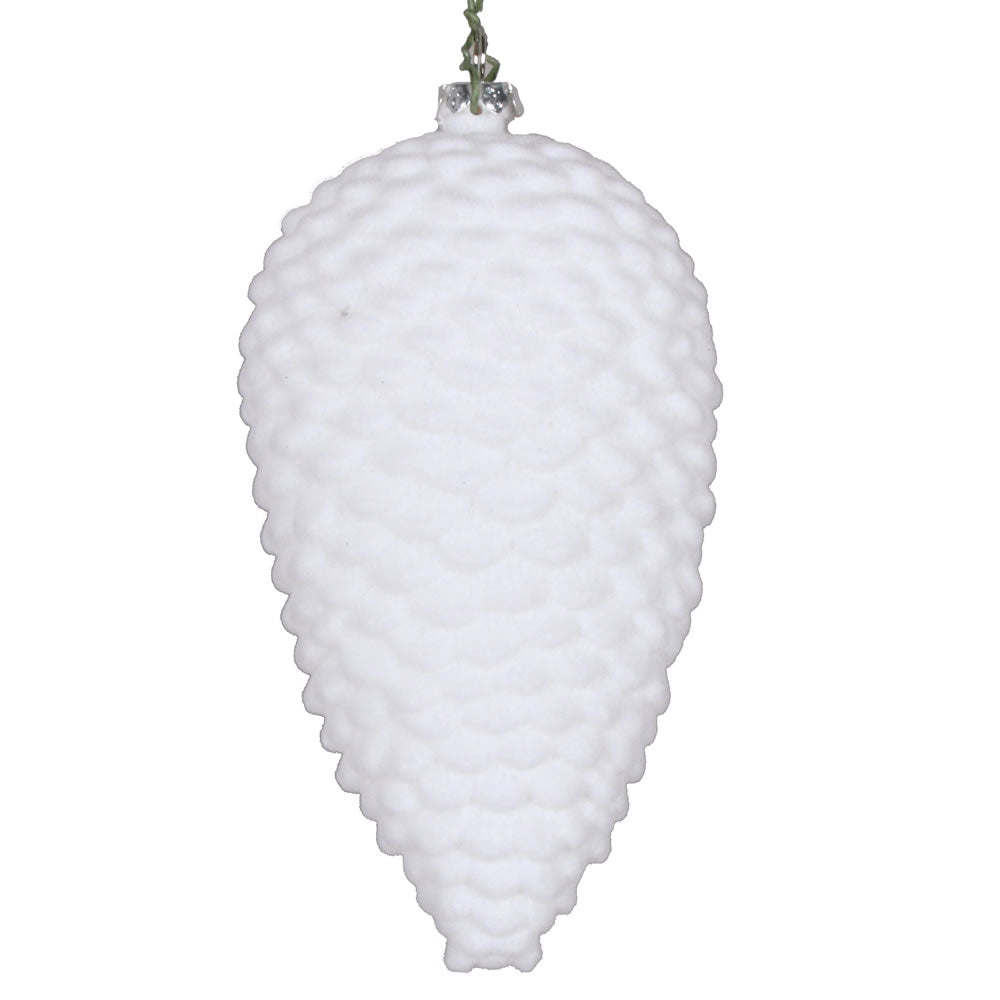 Vickerman 5” White Flocked Pinecone Ornament 4/Bag - MT195611D