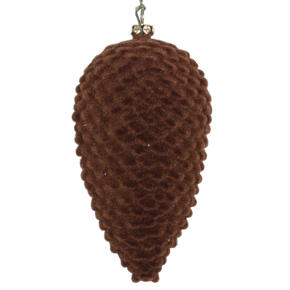 Vickerman 5” Chocolate Flocked Pinecone Orn 4/Bag - MT195675D