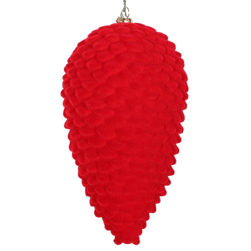 Vickerman 7” Red Flocked Pinecone Ornament 2/Bag - MT195703D