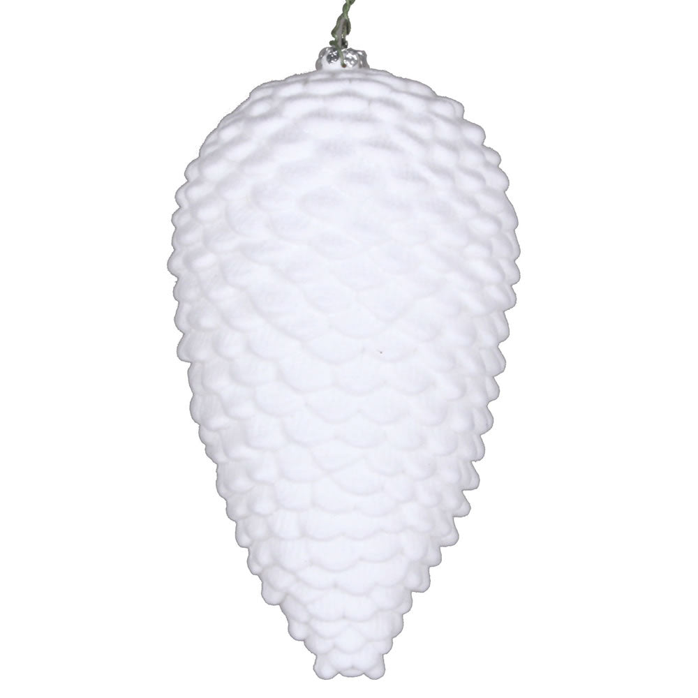Vickerman 7” White Flocked Pinecone Ornament 2/Bag - MT195711D