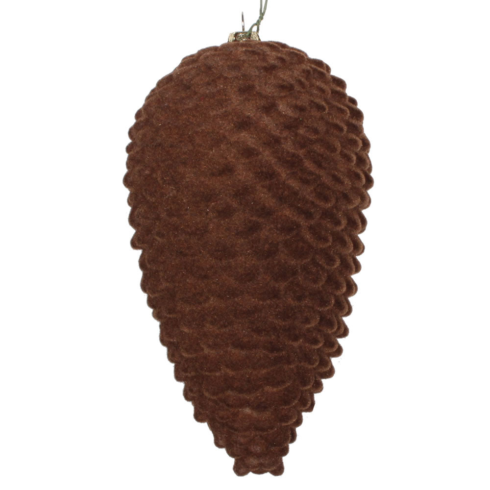 Vickerman 7” Chocolate Flocked Pinecone Orn 2/Bag - MT195775D