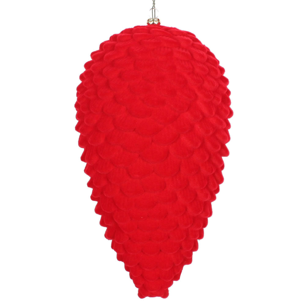 Vickerman 10” Red Flocked Pinecone Ornament - MT195803D