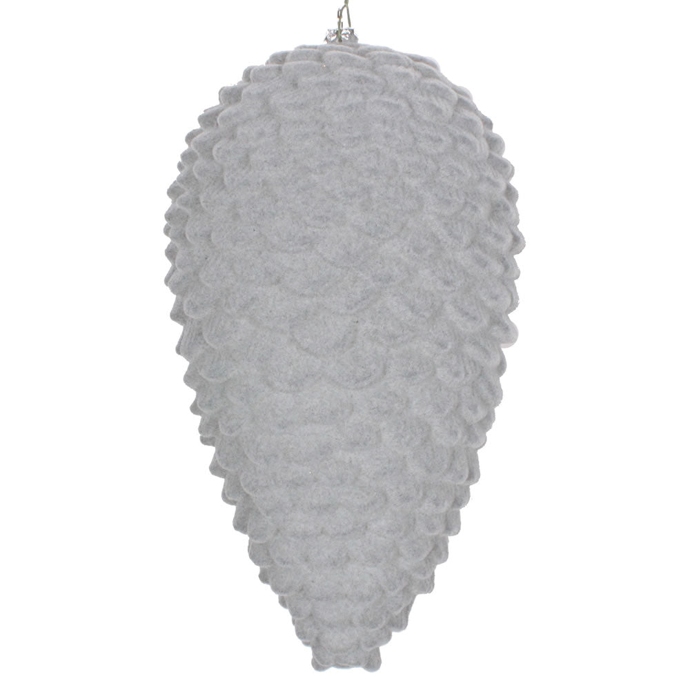 Vickerman 10” Silver Flocked Pinecone Ornament - MT195807D