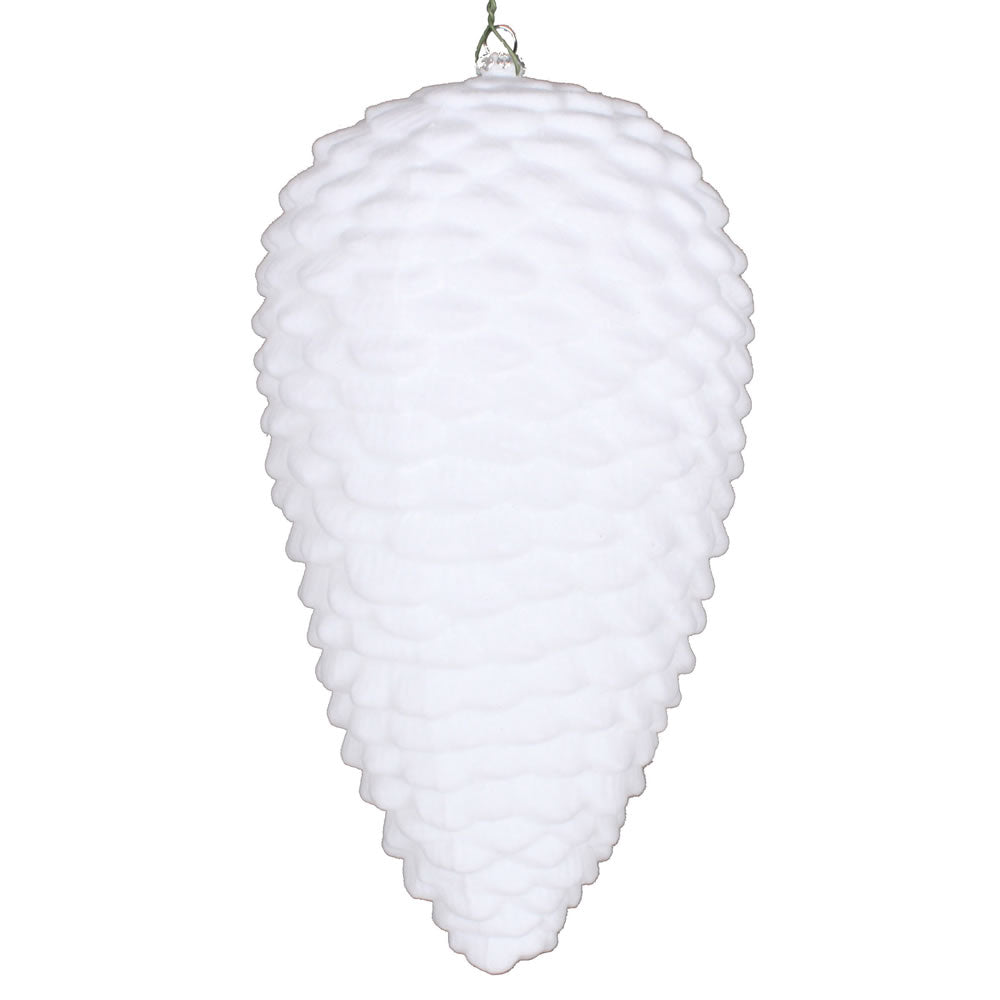 Vickerman 10” White Flocked Pinecone Ornament - MT195811D