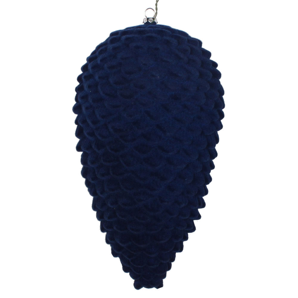 Vickerman 10” Midnight Blue Flocked Pinecone Orn - MT195831D