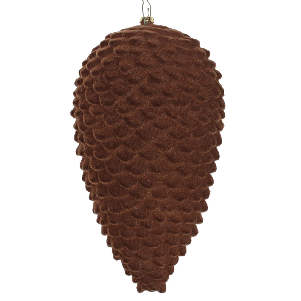 Vickerman 10” Chocolate Flocked Pinecone Ornament - MT195875D