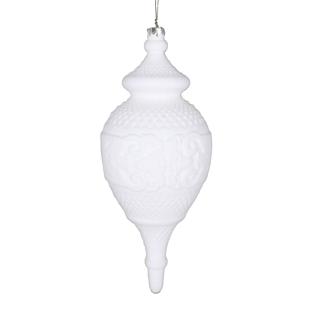 Vickerman 10.5” White Flocked Finial Ornament - MT196011D