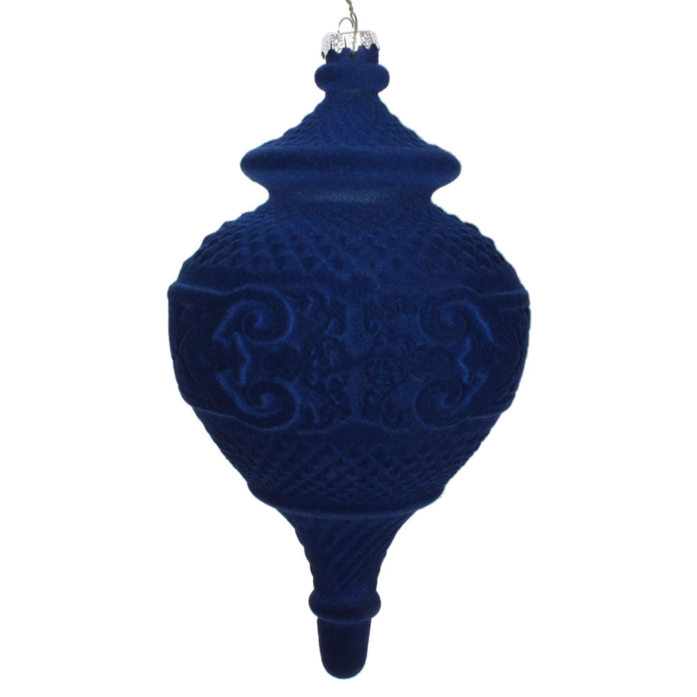 Vickerman 10.5” Midnight Blue Flocked Finial Orn - MT196031D