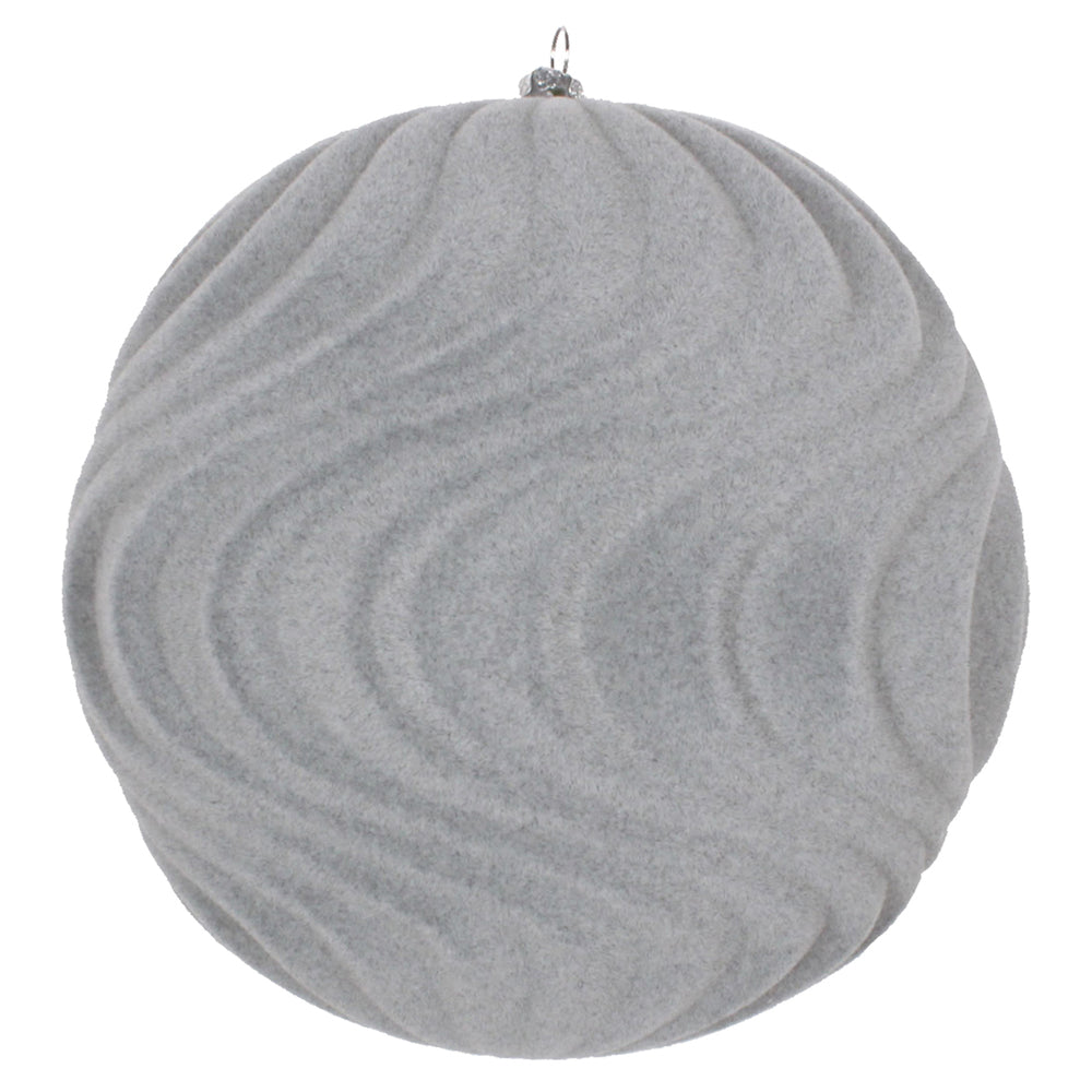 Vickerman 6” Silver Flocked Wave Ornament 2/Bag - MT196107D
