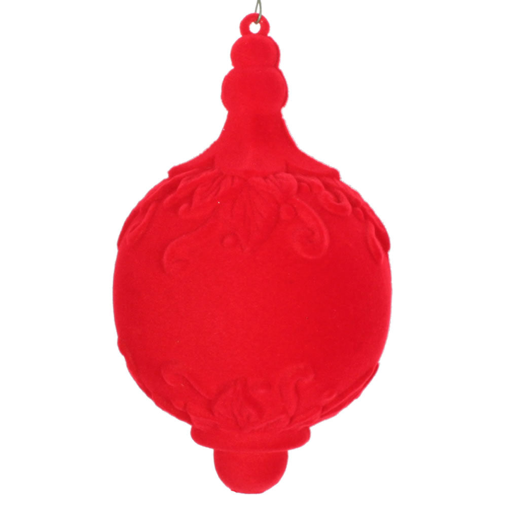 Vickerman 7” Red Flocked Drop Finial Ornament 3/Bg - MT196203D