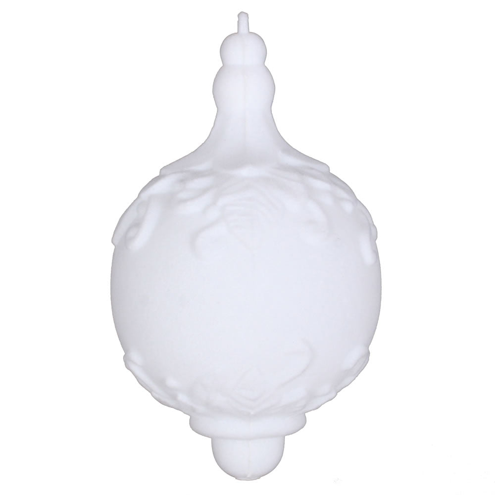 Vickerman 7” White Flocked Drop Finial Orn 3/Bag - MT196211D