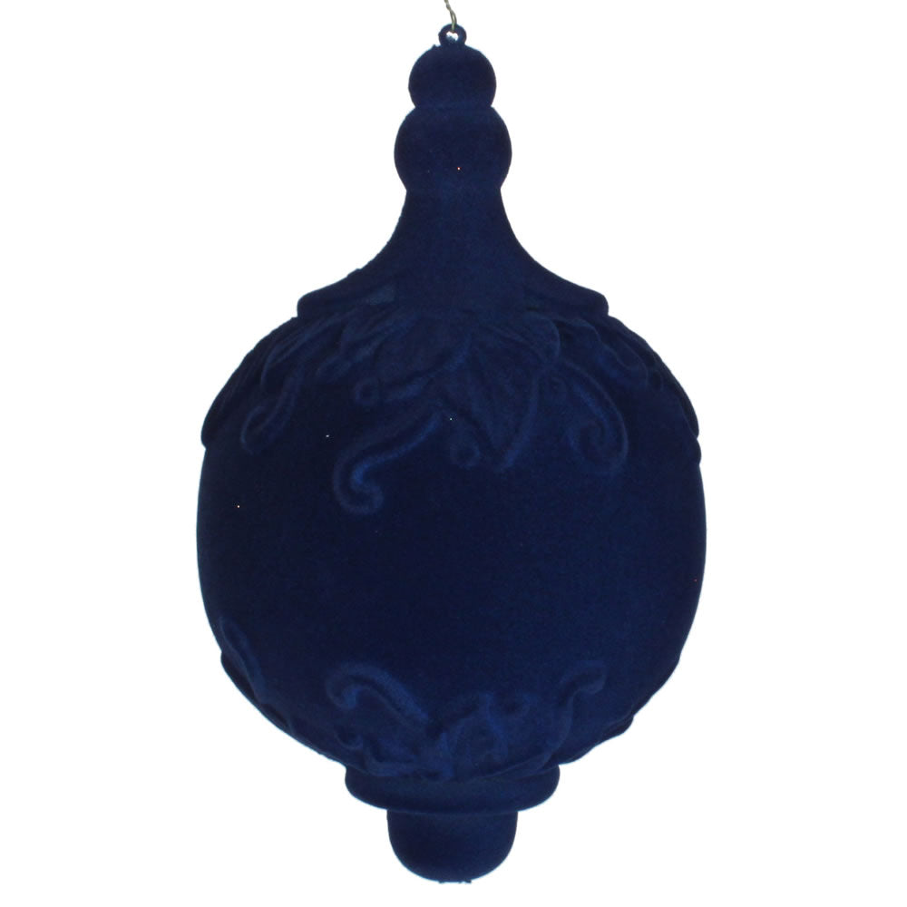 Vickerman 13” Midnight Blue Flockd Drop Finial Orn - MT196431D