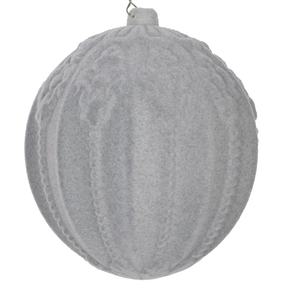 Vickerman 5.5” Silver Flocked Ball Ornament 2/Bag - MT196607D