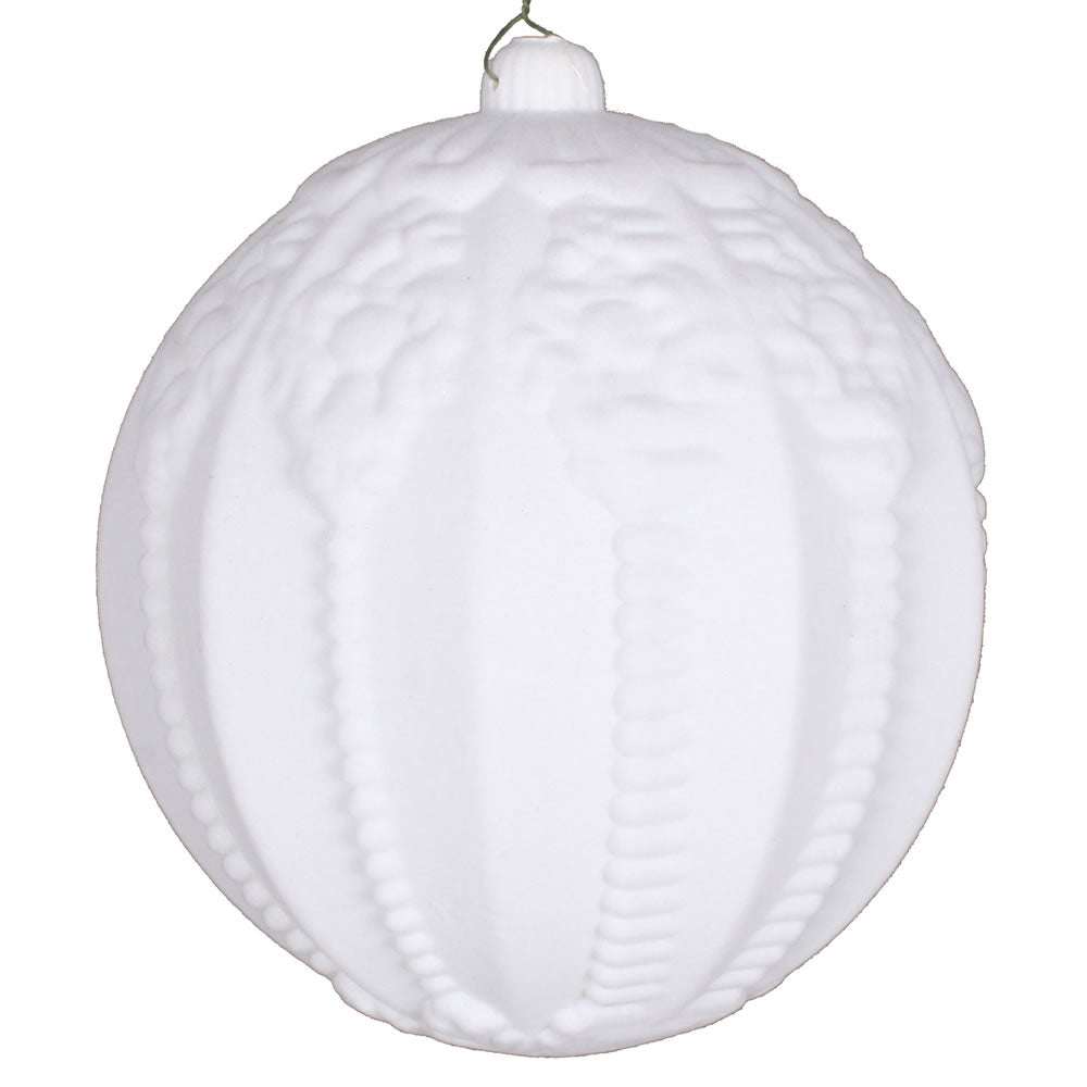 Vickerman 8” White Flocked Ball Ornament - MT196711D