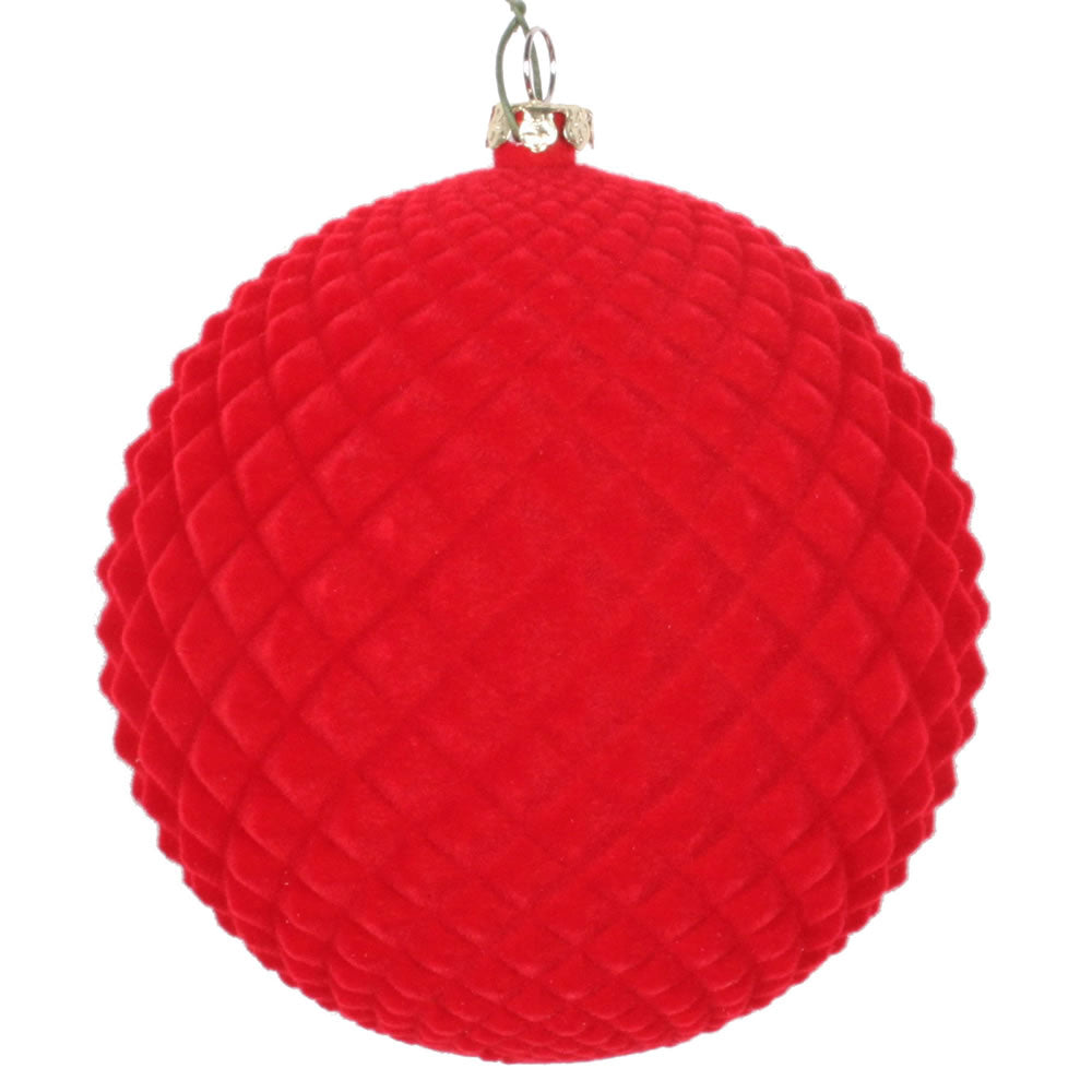 Vickerman 4” Red Flocked Durian Ornament 3/Bag - MT197003D