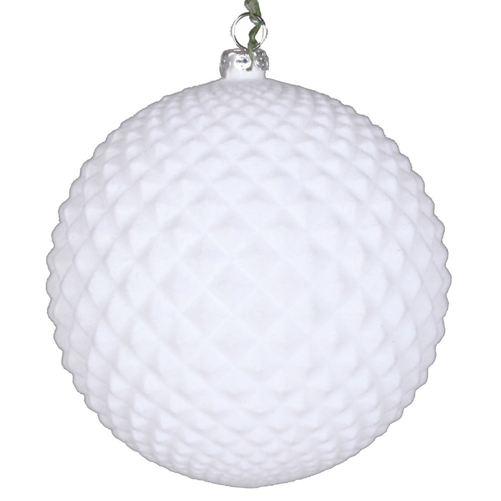 Vickerman 4” White Flocked Durian Ornament 3/Bag - MT197011D